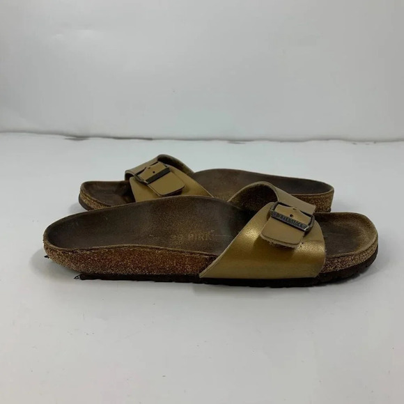 Birkenstock Womens Madrid Sand Color Leather Comfort Single Strap Sandals Sz 7.5 - Picture 6 of 16